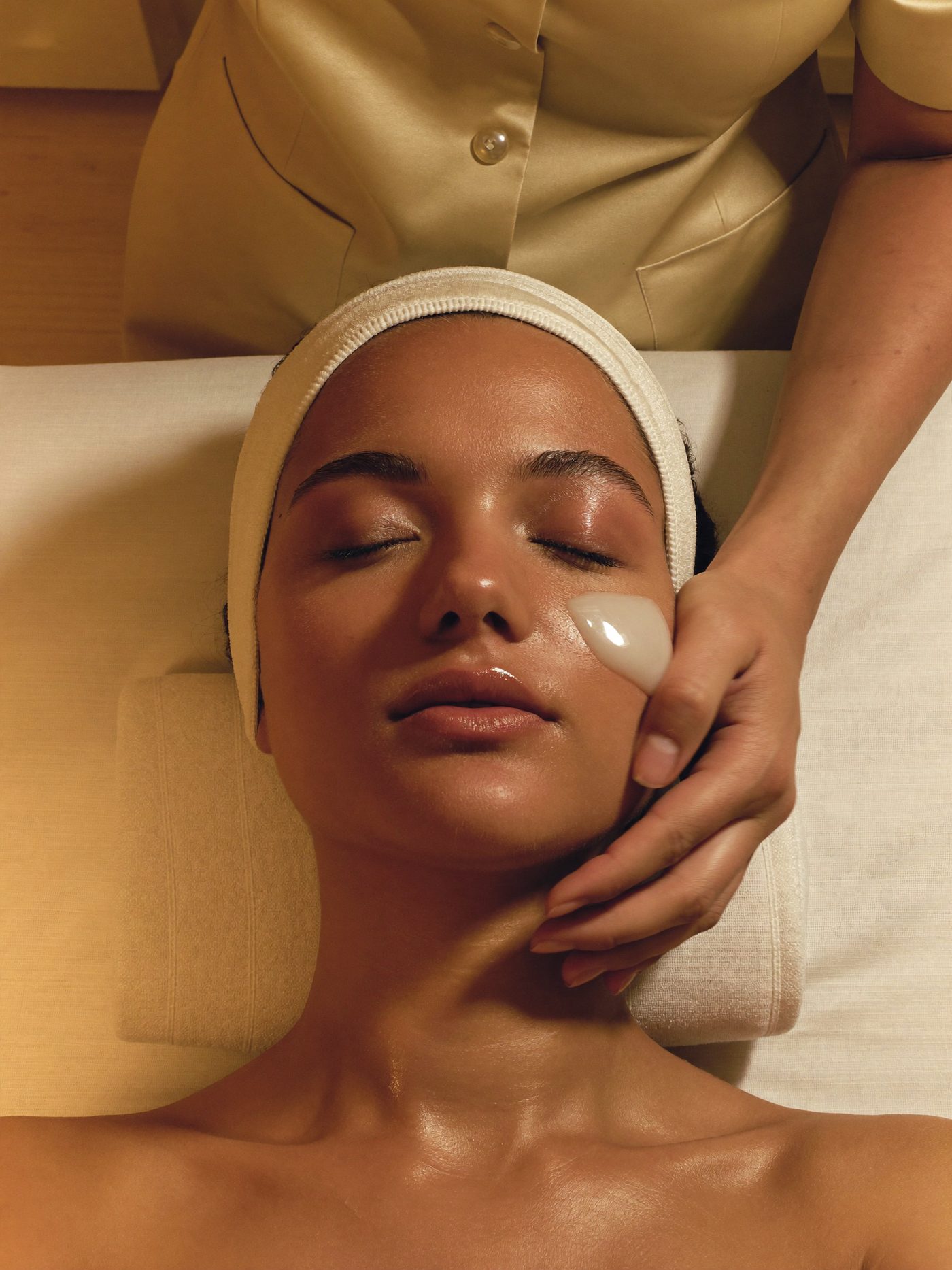 Luxury facial cream ritual at Aileen's Beauty women-only spa in Campbell CA
